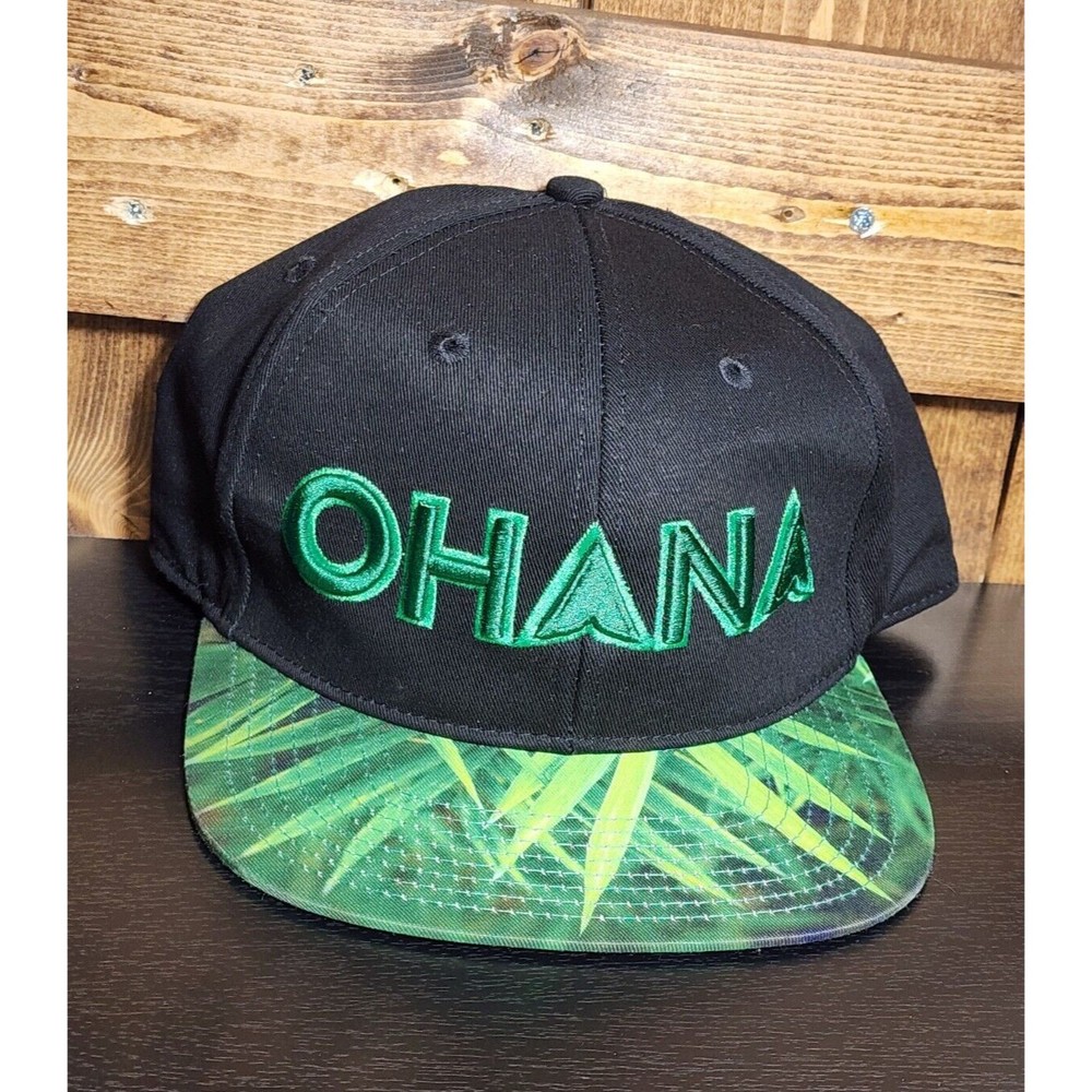 Double Portion Supply Baseball Hat Ohana Snap Back Cap Green Grass Pattern